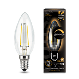 Лампа светодиодная LED 5Вт 230в,E14 Filament теплый,dim свеча Gauss (103801105-D)
