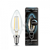 Лампа светодиодная LED 5Вт 230в, E14 Filament белый, dim свеча, Gauss (103801205-D)
