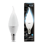 Лампа светодиодная Gauss LED 6.5вт 230в Е14 белый свеча на ветру Candle tai (104101207)